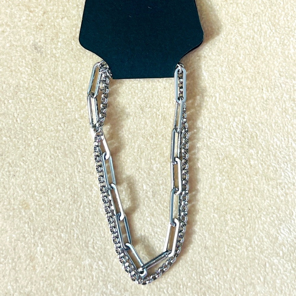 SS Double Bracelet - Rolo & Paper Clip